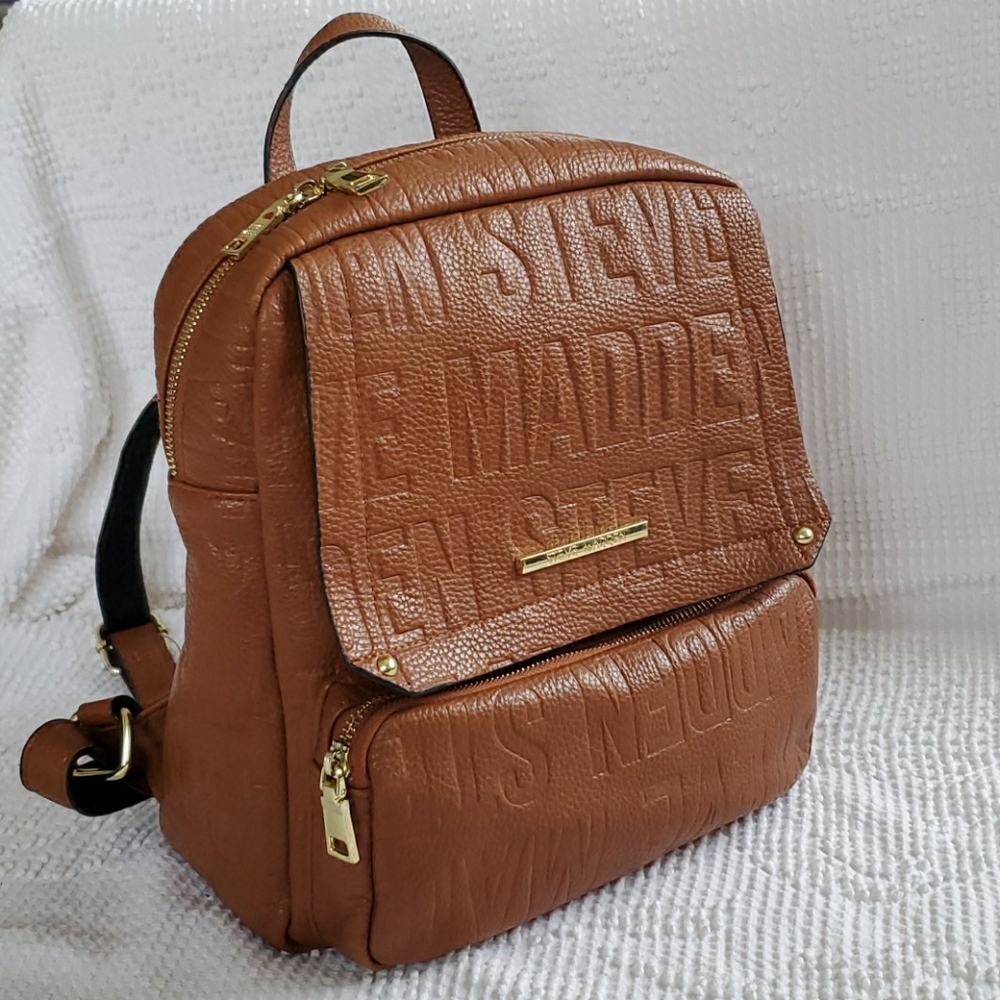 STEVE MADDEN brown leather mini backpack